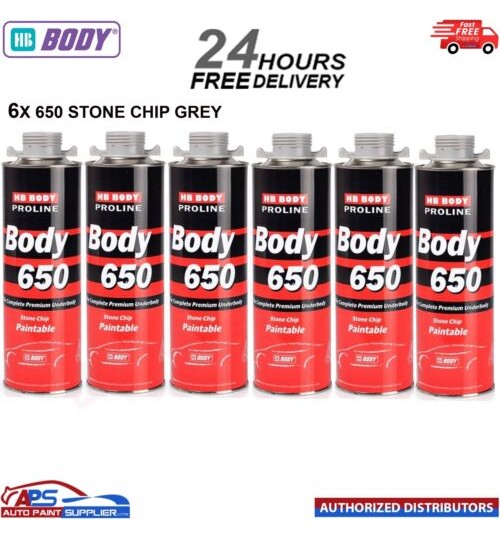 6x HB BODY 650 STON CHIP GREY 1KG SCREW TOP CAN SERIES 6 - FAST DELIVERY